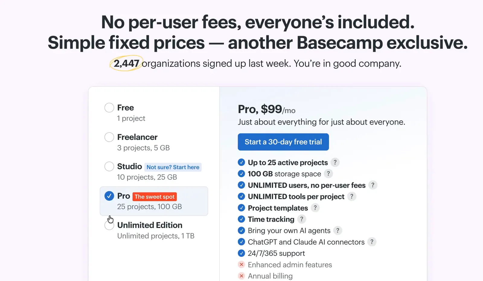 Basecamp: One plan at a time